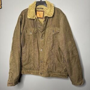 Vintage‎ American Eagle Sherpa Lined Corduroy Trucker Jacket Men's Brown XXL/TTG